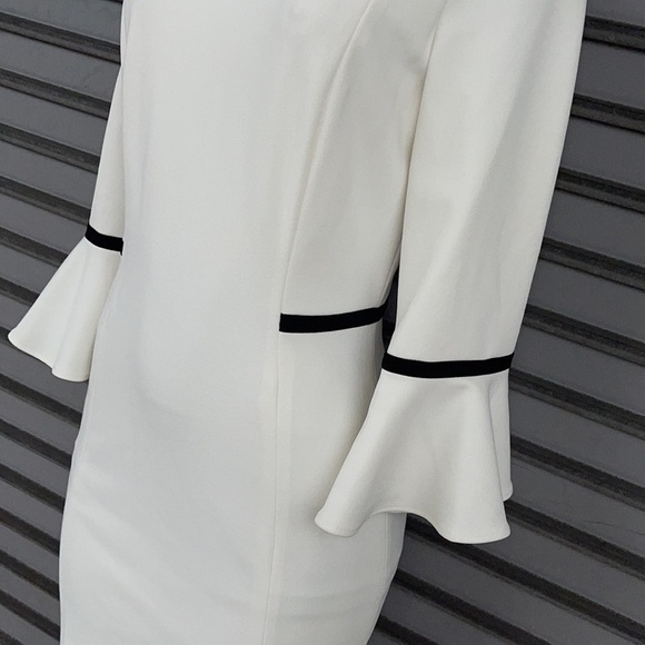 Calvin Klein Bell Sleeve Piping Sheath Dress Size 4 - Picture 7 of 15